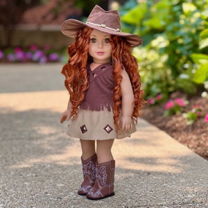 Cowgirl - Clothes Fits 18 inch Doll - 4 Piece Western Outfit - Cowgirl Hat, Skirt, Top and Cowgirl boots (Doll Not Included)