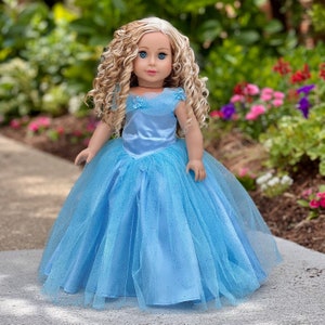 Blue Gown - Clothes Fits 18 inch Doll - Blue Gown with Silver Slippers