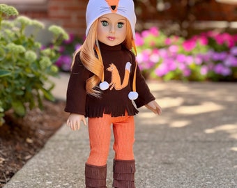 Foxy - 4 Piece Outfit for 18 Inch Doll - Hat, Blouse, Leggings and Boots