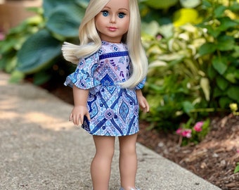 Party Dress - Blue Dress - Clothes Fits 18 Inch Doll (Doll Not Included)