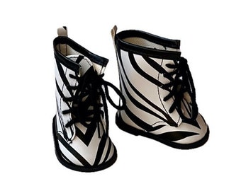 Zebra Boots - Black and White Zebra Boots - Fit 18 inch Dolls