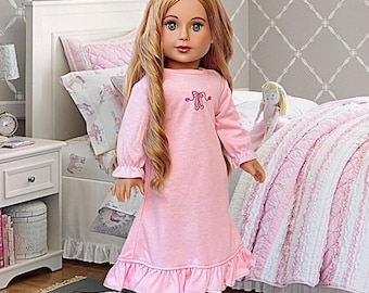 Sweet Dreams - 18 inch Doll Clothes - Pink Nightgown