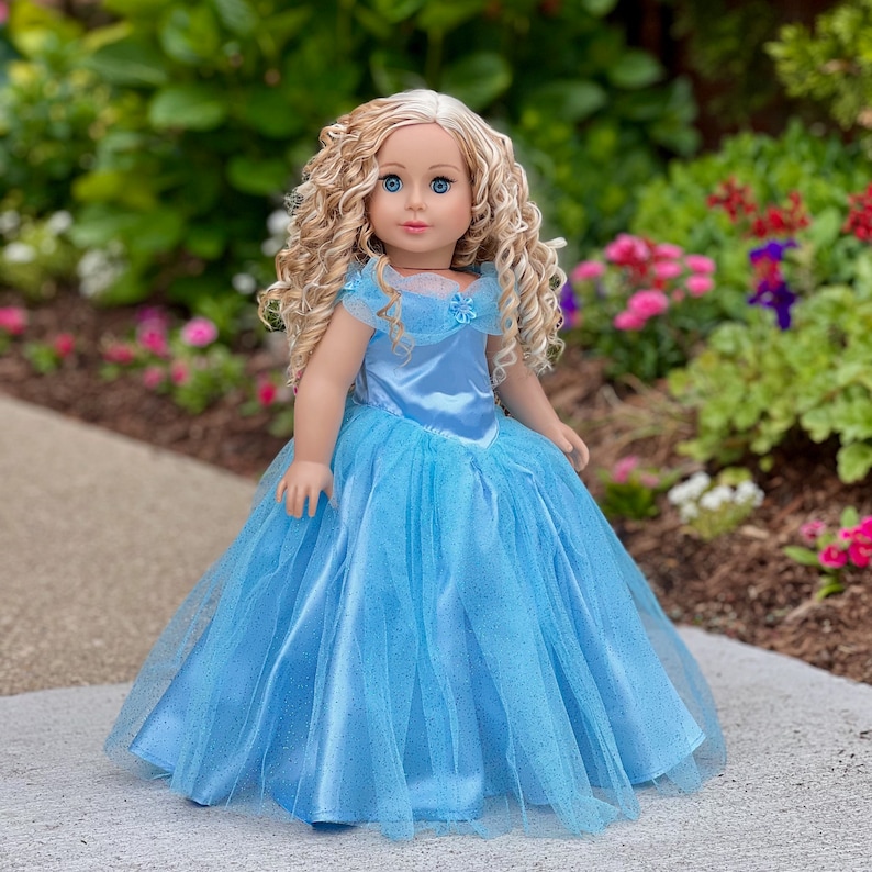 Blue Gown Clothes Fits 18 inch Doll Blue Gown with Silver Slippers image 2