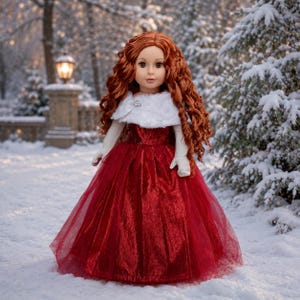 Lady in Red - 3 Piece Outfit - Red Gown, Gloves and Cape
