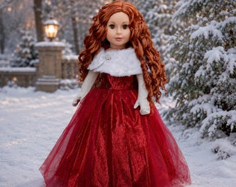 Lady in Red - 3 Piece Outfit - Red Gown, Gloves and Cape