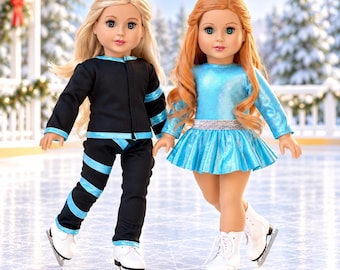 Super Skater - 5 Piece 18 inch Doll Outfit - Leotard, Skirt, Pants, Jacket, White Skates