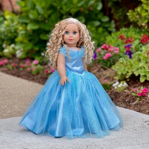 Blue Gown Clothes Fits 18 inch Doll Blue Gown with Silver Slippers image 5