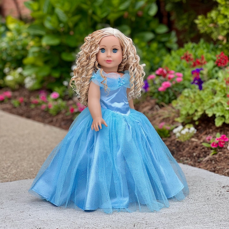 Blue Gown Clothes Fits 18 inch Doll Blue Gown with Silver Slippers image 5