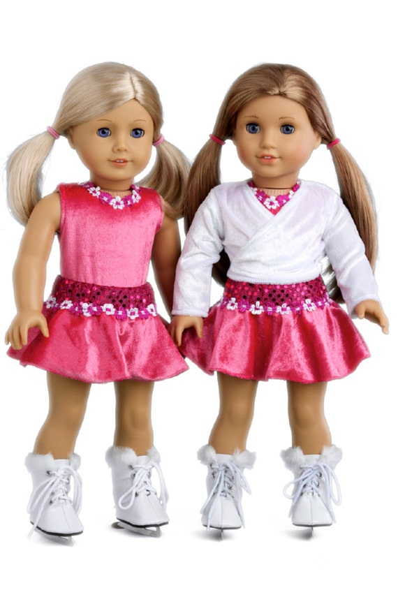 18 Zoll Puppe Ice Skate Schuhe passt AG American Doll Dolls Pink 