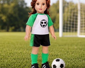 Soccer Girl - 4 Piece 18 Inch Doll Outfit - Shirt, Shorts, Socks and Shoes
