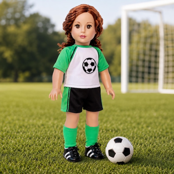 Soccer Girl - 4 Piece 18 Inch Doll Outfit - Shirt, Shorts, Socks and Shoes
