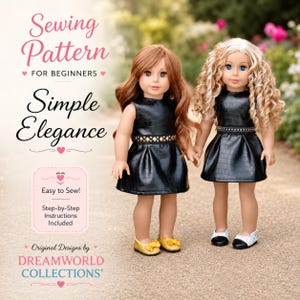 Simple Elegance - Digital 18 Inch Doll Dress PDF Sewing Pattern - Fits 18" Dolls