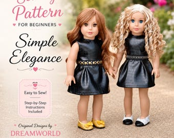 Simple Elegance - Digital 18 Inch Doll Dress PDF Sewing Pattern - Fits 18" Dolls