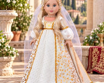 Lucrezia Borgia - OOAK Gown for 18 inch Doll: Handmade Renaissance Style  (Doll Not Included)