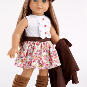 Urban Explorer Doll Clothes for 18 inch Doll Brown Motorcycle Jacket, Paperboy Hat, Dress and Boots image 8