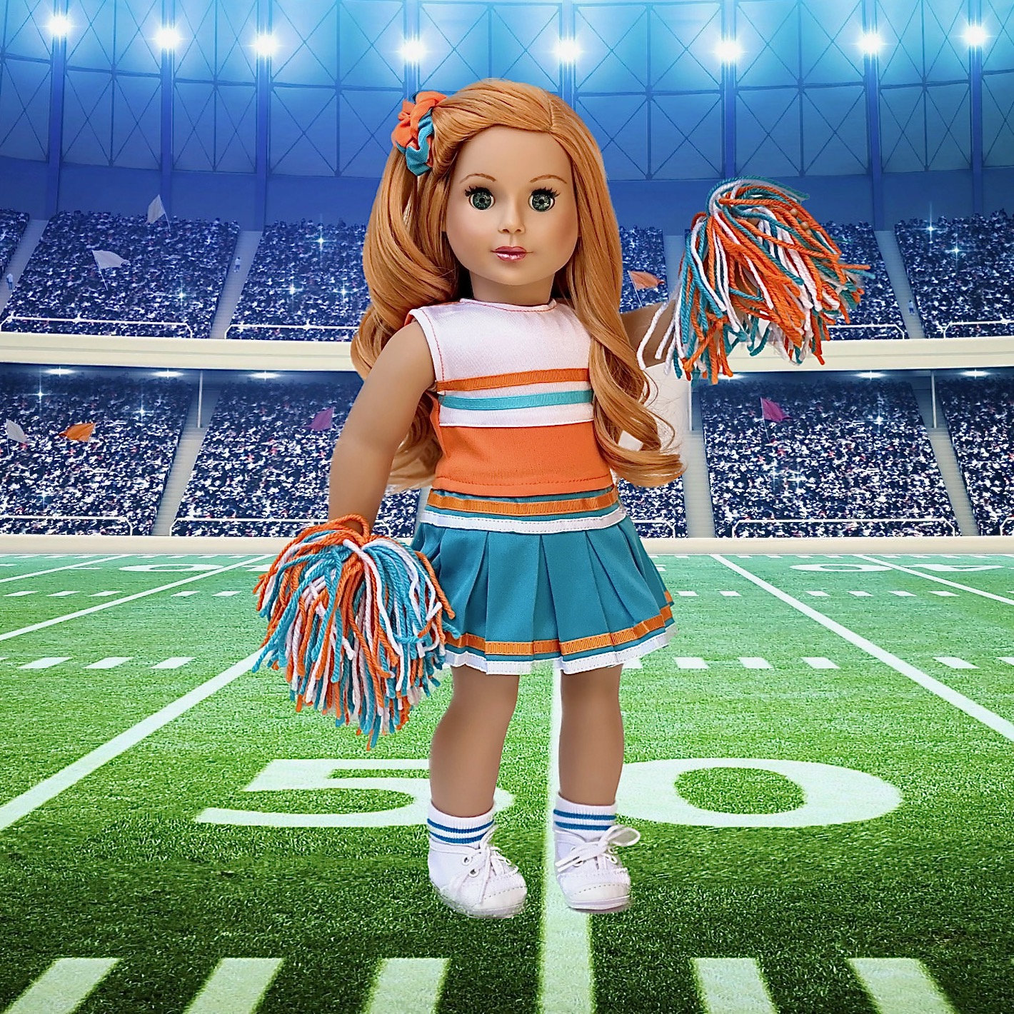 Cheerleader Doll Clothes for 18 Inch Doll 6 Piece Outfit Blouse