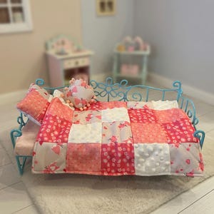 Quilt - 18 Inch Doll Bedding Set - Quilt, Two Pillows and Blanket