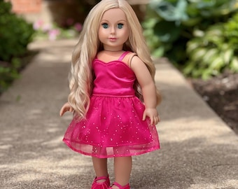 Hot Pink - Pink Dress with Matching Shoes - 18 inch doll clothes