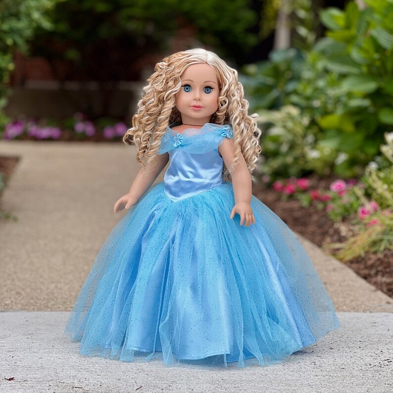 Blue Gown Clothes Fits 18 inch Doll Blue Gown with Silver Slippers image 8