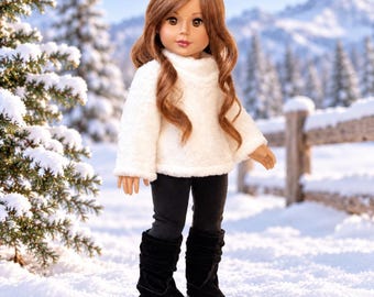 Arctic Glam - 3 Piece Outfit for 18 Inch Dolls - Blouse, Leggings and Boots.