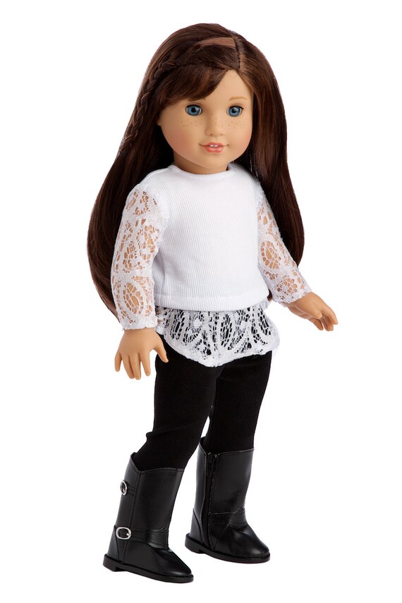Doll Clothes for 18 inch American Girl Just Fun Blouse Leggings Black Boots 