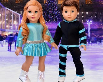Super Skater - 5 Piece 18 inch Doll Outfit - Leotard, Skirt, Pants, Jacket, White Skates