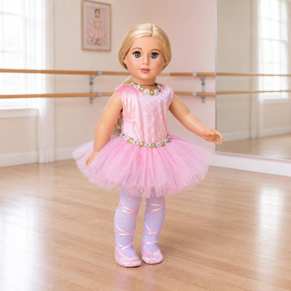 Prima Ballerina - 3 Piece 18 inch Doll Ballet Outfit - Leotard, Tutu, Tights & Slippers