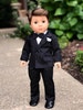 Tuxedo - 5 Piece Tuxedo Set - Clothes Fits 18 Inch American Girl Doll - Black Jacket, Pants, Belt, White Shirt and Dress Shoes 