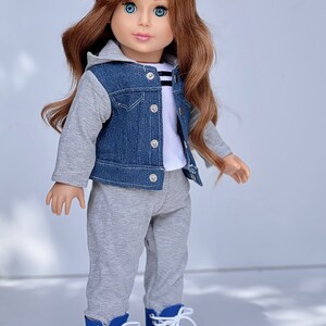 Tomboy -4 Piece 18 Inch Doll Outfit – Jeans Jacket, Sweatpants, T-Shirt and Boots bild 8
