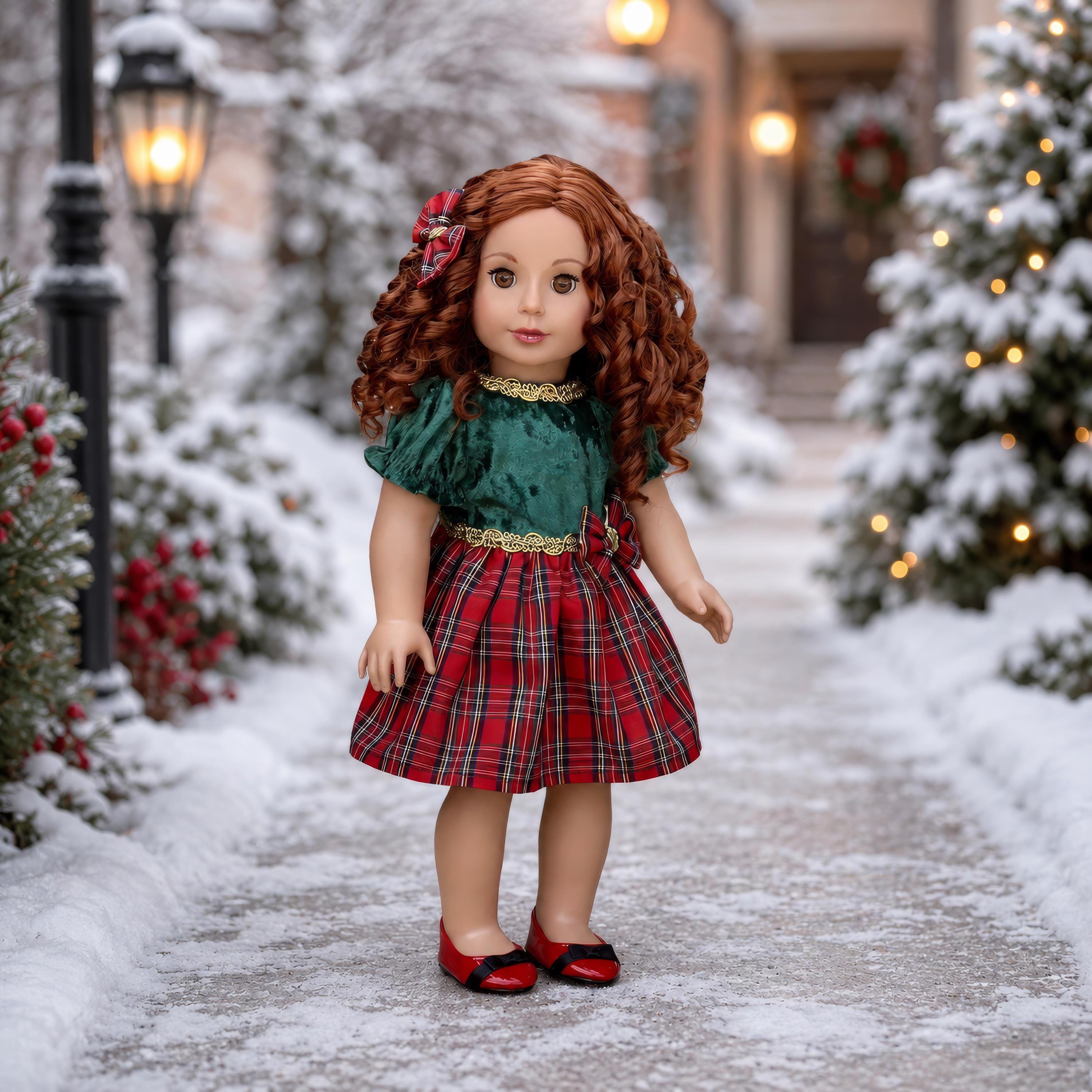 christmas dress for 18 inch doll Playtime by Eimmie Clothes Holiday & Matching Outfit Accessories Set Outfits Fit Americ Tis the Season to share love Sweet Dolly 18 Inches Doll