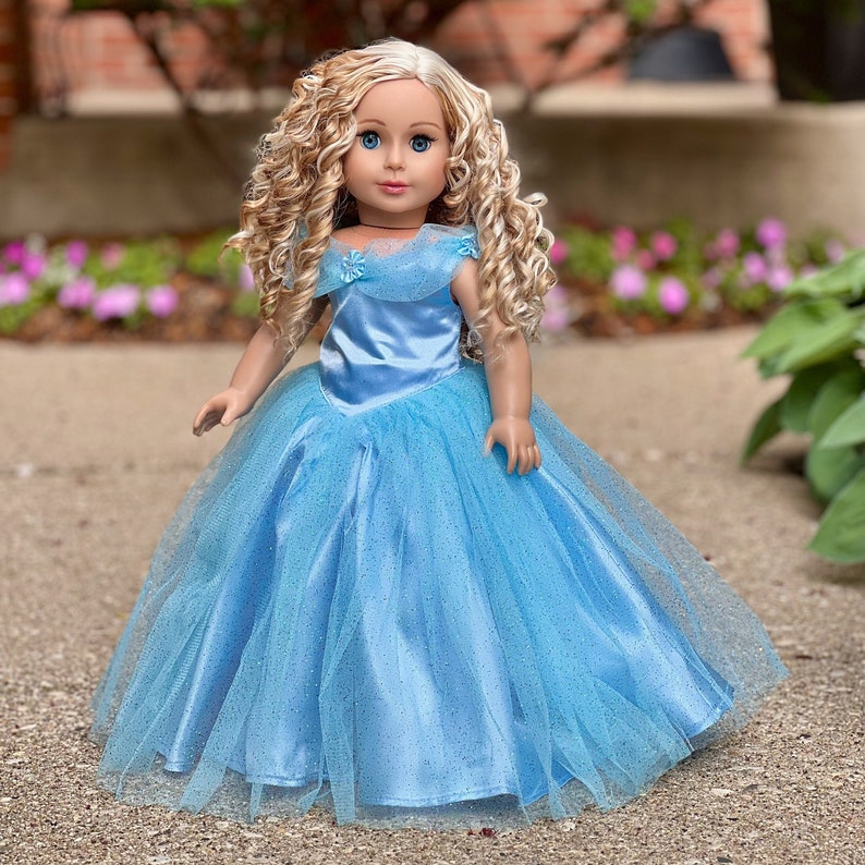 Blue Gown Clothes Fits 18 inch Doll Blue Gown with Silver Slippers image 3