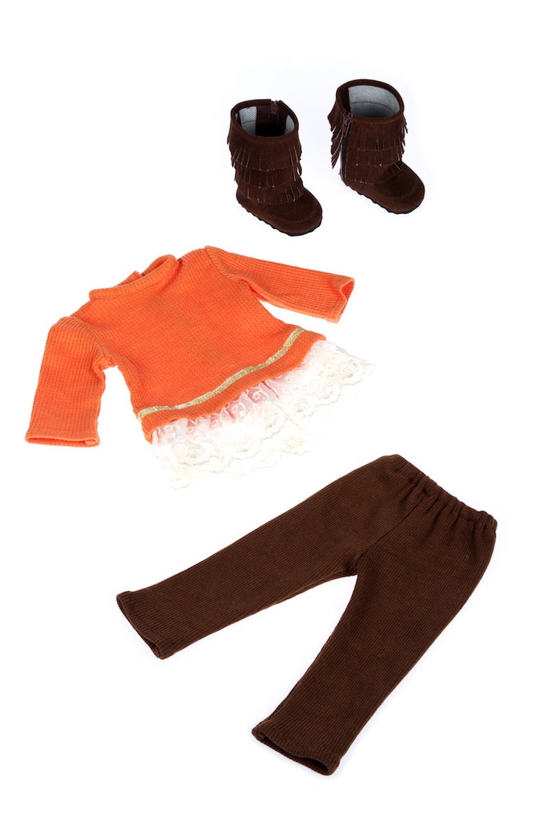 Hello Sunshine Doll Clothes for 18 inch Doll 3 Piece Doll Outfit Tunic, Leggings and Boots. image 9