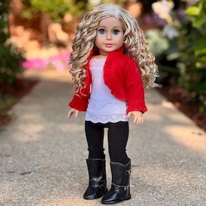 Uptown Girl -4 Piece Outfit for 18 inch Doll - Jacket, Tanktop, Leggings & Boots image 3