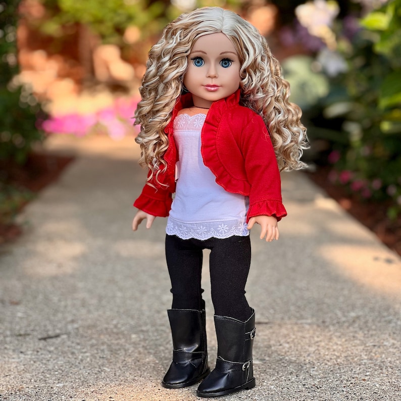 Uptown Girl -4 Piece Outfit for 18 inch Doll - Jacket, Tanktop, Leggings & Boots image 3