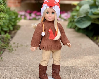 Foxy - 4 Piece Outfit for 18 Inch Doll - Hat, Blouse, Leggings and Boots