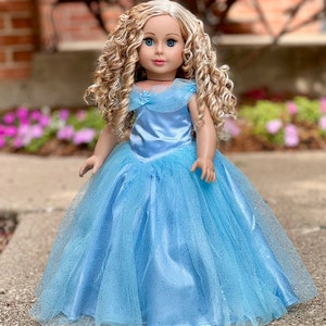 Blue Gown Clothes Fits 18 inch Doll Blue Gown with Silver Slippers image 6