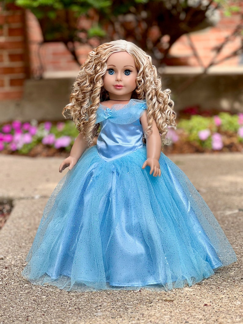 Blue Gown Clothes Fits 18 inch Doll Blue Gown with Silver Slippers image 6