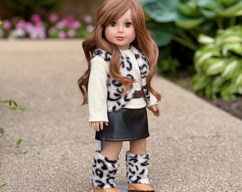 Snow Leopard - Vest, Skirt, Blouse & Boots for 18‑Inch Dolls