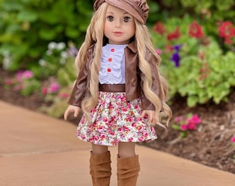 Urban Explorer - Clothes for 18 inch Dolls - Motorcycle Jacket, Paperboy Hat, Dress and Boots  (Doll Not Included)