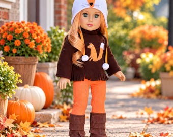 Foxy - 4 Piece Outfit for 18 Inch Doll - Hat, Blouse, Leggings and Boots