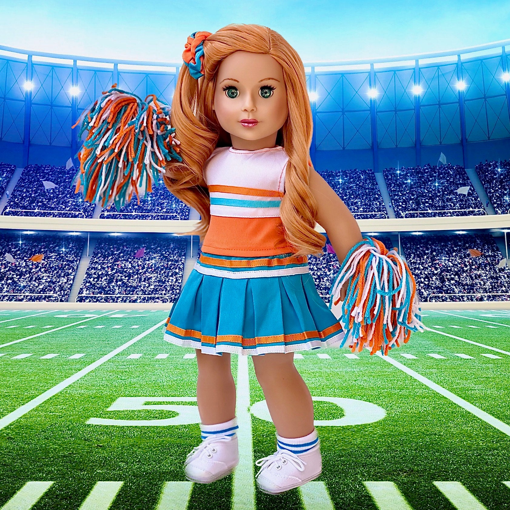 Cheerleader - Clothes for 18 inch American Girl Doll - Blouse, Skirt,  Headband, Socks, Shoes – Dreamworld Collections