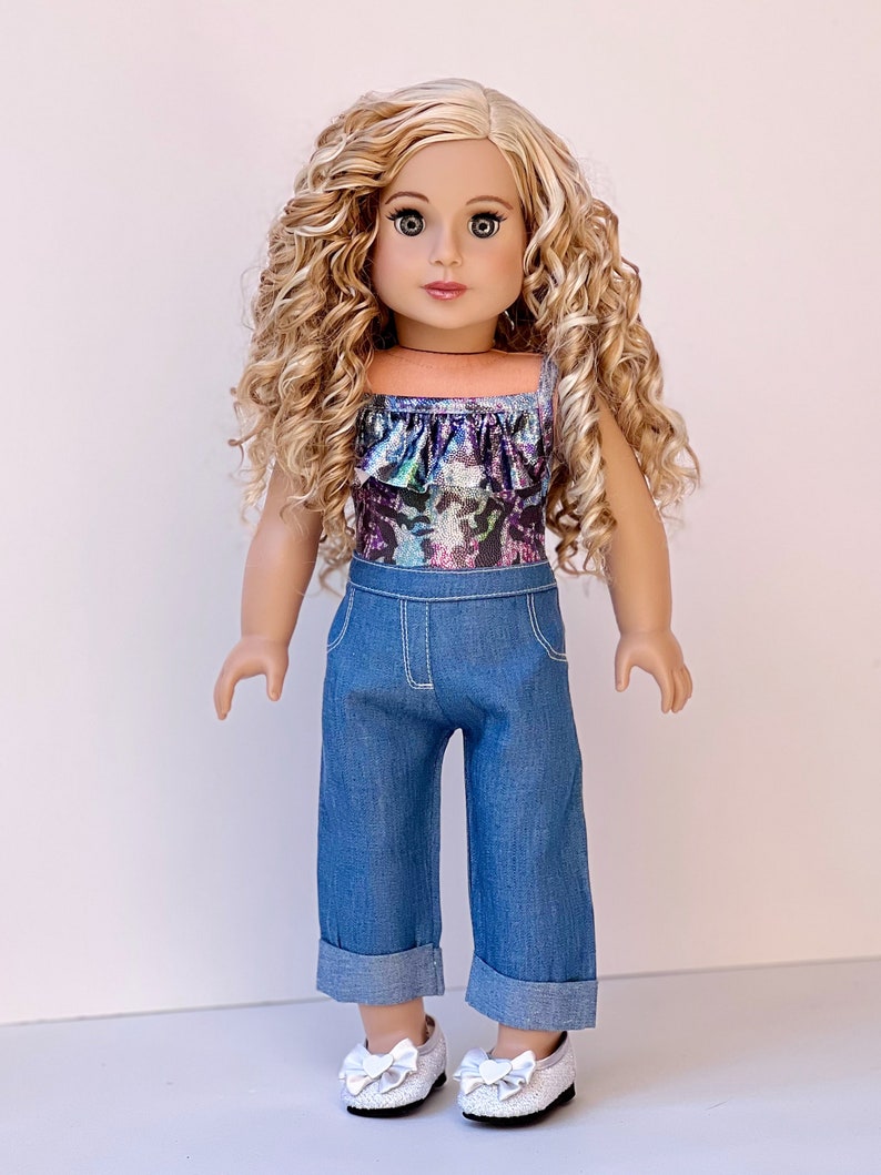 Ultimate Doll Playset Clothes Fits 18 inch Doll 6 Pieces Doll Outfits Includes Pants, Shirt, Leather Jacket, Dress, Shoes image 7