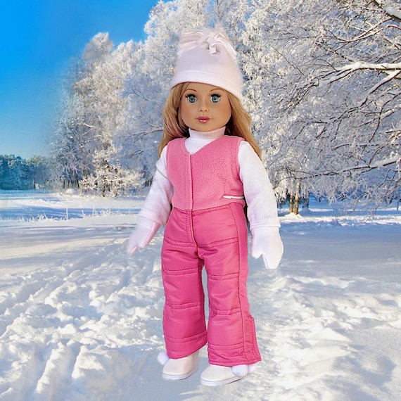 Let It Snow Clothes Fits 18 Inch Dolls Pink Snow Pants and Jacket, White  Turtleneck, Hat, Scarf, Mittens and Boots 