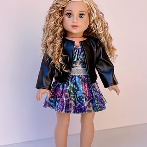 Ultimate Doll Playset Clothes Fits 18 inch Doll 6 Pieces Doll Outfits Includes Pants, Shirt, Leather Jacket, Dress, Shoes image 4