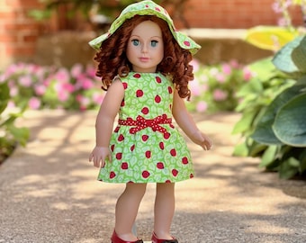 Ladybug Garden Dress Outfit for 18‑Inch Dolls – Spring Floral Style