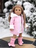 Cotton Candy - Doll Clothes for 18 inch Doll - Pink Parka with Hood, Short Ivory Dress and Pink Boots 