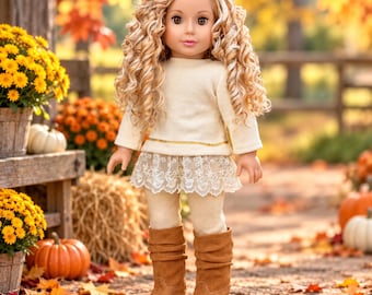 Romantic Melody  - 18 inch Doll Clothes - Tunic, Leggings & Boots (Doll Not Included)