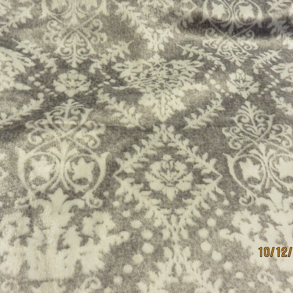 Minky Soft Chenille in Gray Damask - One continuous cut - 1/2 yard