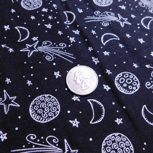 Majic Moon Flannel  Black and White Celestial Stars, Moon, and Shooting Stars