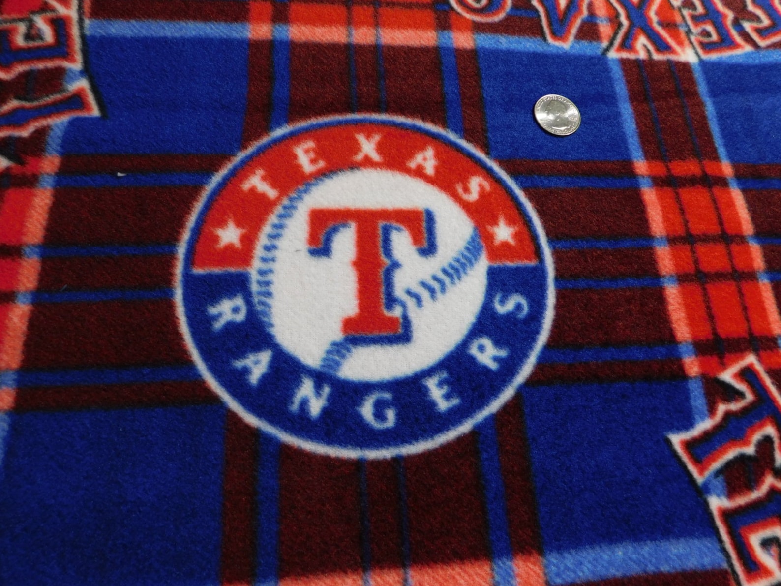 MLB Licensed Texas Rangers FLEECE Fabric Plaid Red White Etsy